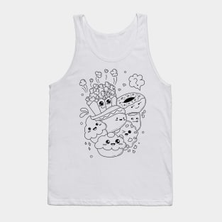 Doodle food cartoon Tank Top